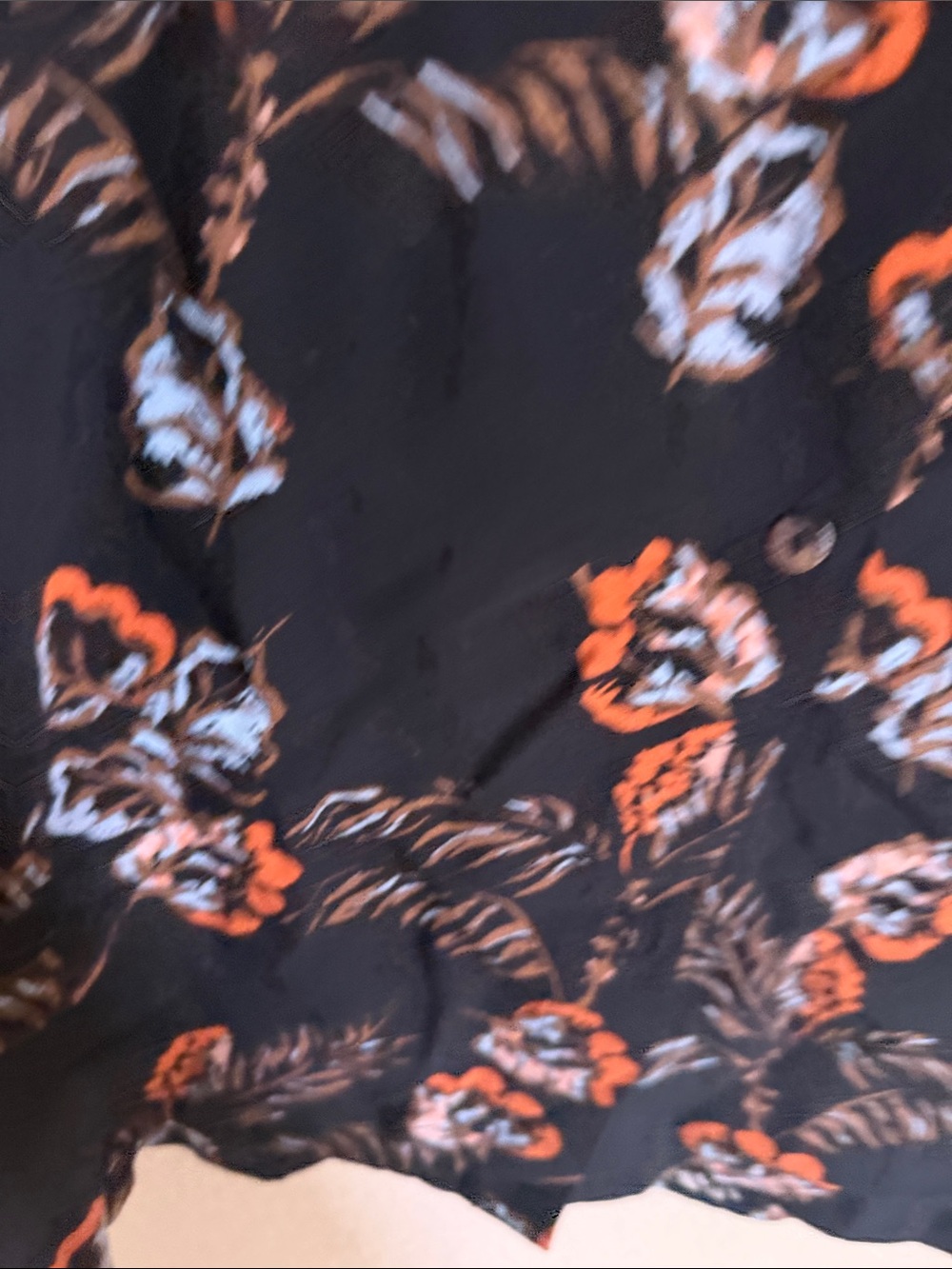 Black Rainn Black Floral Short-Sleeve Button-Front Blouse - Picture 2 of 5